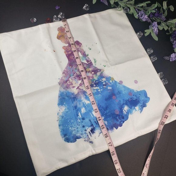 Princess Cinderella Blue Silhouette Mouse Themed Home Decorative Pillowcase - Picture 10 of 13
